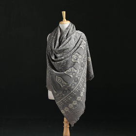 Ajrakh Hand Block Print Natural Dyed Handwoven Acrylic Wool Shawl 22