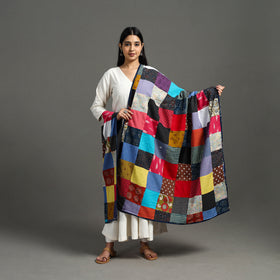 Multicolor - indigo cotton reversible patchwork dupatta 05