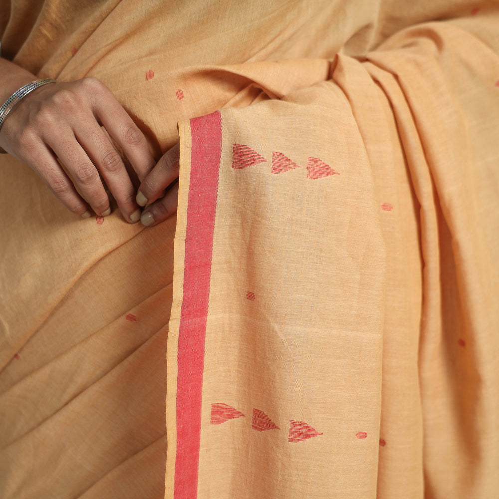 Brown - Handloom Cotton Phulia Jamdani Saree with Tassels 17