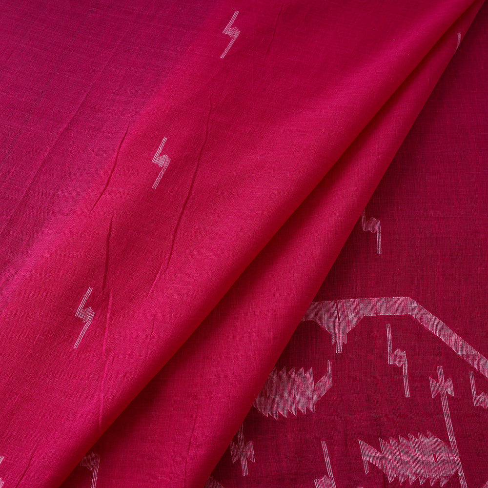 Pink - Pure Handloom Cotton Bengal Jamdani Fabric 11