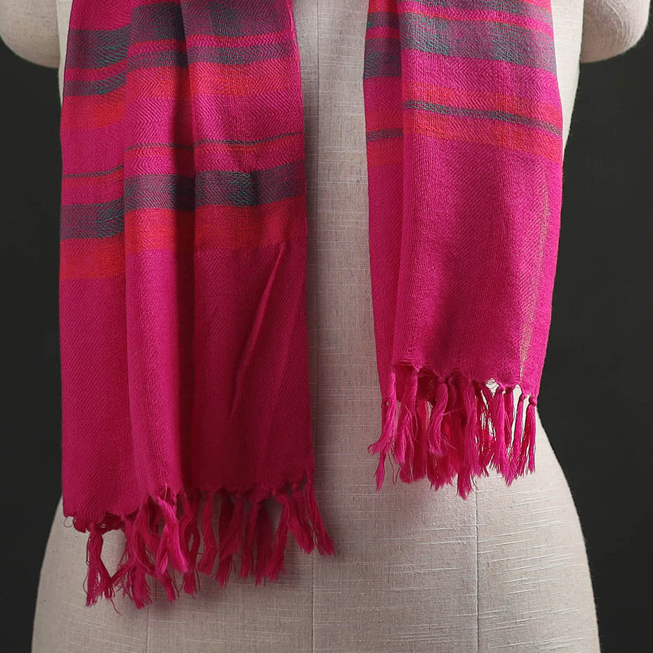 Pink - Kumaun Handwoven Pure Merino Wool Stole 130