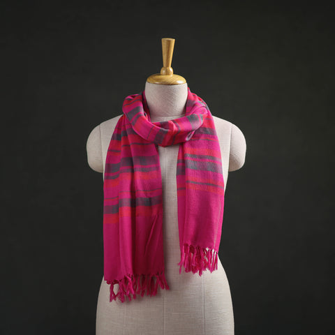 Pink - Kumaun Handwoven Pure Merino Wool Stole 130