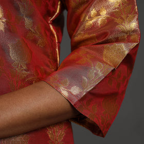 Red Cutwork Tissue Zari Jaal Banarasi Silk Kurta for Women