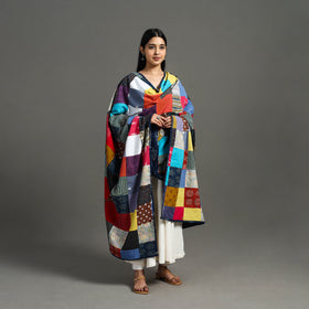 Multicolor - indigo cotton reversible patchwork dupatta 05