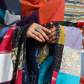 Multicolor - indigo cotton reversible patchwork dupatta 05