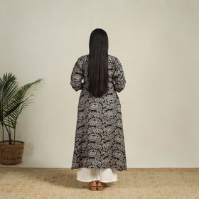 Buy Black Printed Cotton A-Line Kalamkari Kurta For Women