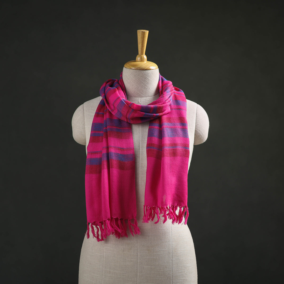 Pink - Kumaun Handwoven Pure Merino Wool Stole 131