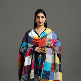 Multicolor - indigo cotton reversible patchwork dupatta 05