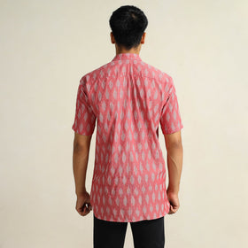 Buy Maroon Pochampally Ikat Weave Cotton Men Half Sleeve Shirt 12 Online at iTokri.com