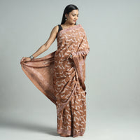 Brown - Bindaas Art Block Printed Natural Dyed Cotton Saree 36