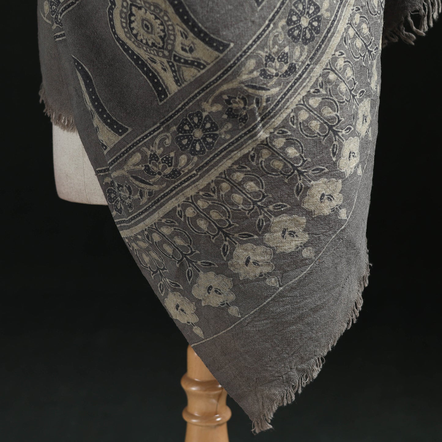 Ajrakh Hand Block Print Natural Dyed Handwoven Acrylic Wool Shawl 22