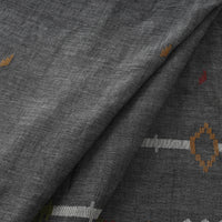 Grey - Pure Handloom Cotton Bengal Jamdani Fabric 12