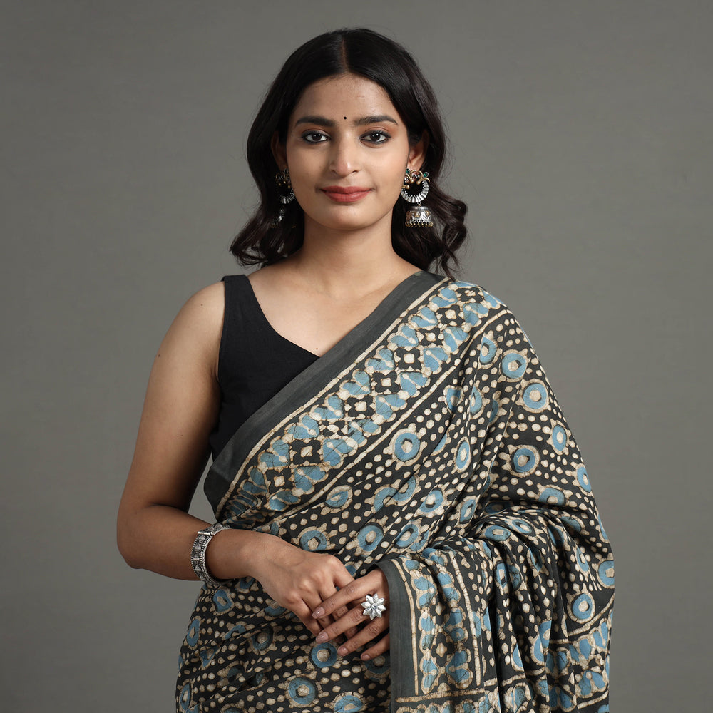 block printed saree