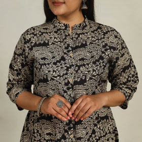 Buy Black Printed Cotton A-Line Kalamkari Kurta For Women