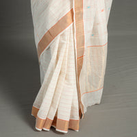 White - Traditional Venkatagiri Handloom Cotton Checks Saree with Thread & Zari Buti 22