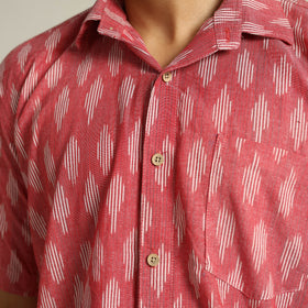 Buy Maroon Pochampally Ikat Weave Cotton Men Half Sleeve Shirt 12 Online at iTokri.com