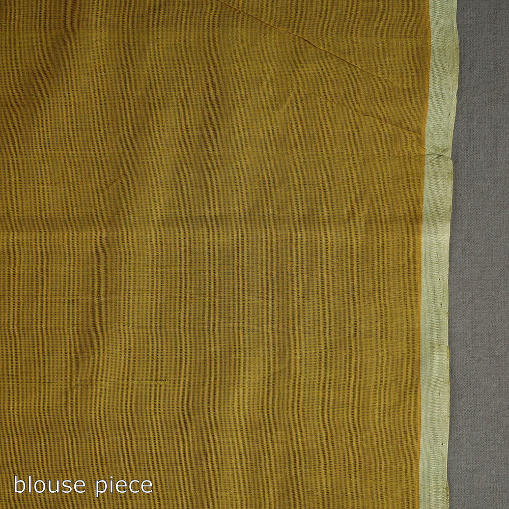 Yellow - Zari Stripes Turned Weft Bars Cotton Handloom Saree 66