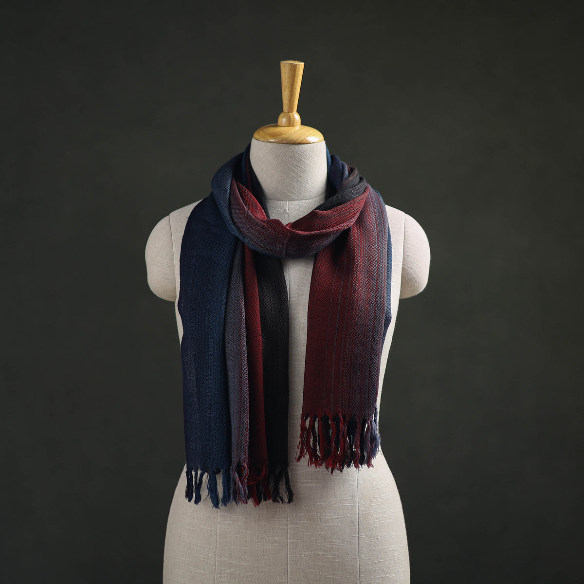 Multicolor - Double Shade Kumaun Handwoven Pure Merino Wool Stole 133