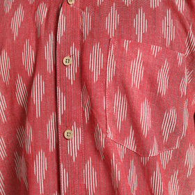 Buy Maroon Pochampally Ikat Weave Cotton Men Half Sleeve Shirt 12 Online at iTokri.com