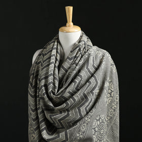 Ajrakh Hand Block Print Natural Dyed Handwoven Acrylic Wool Shawl 23