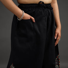 Buy Black Kantha Hand Embroidery Palazzo in Cotton