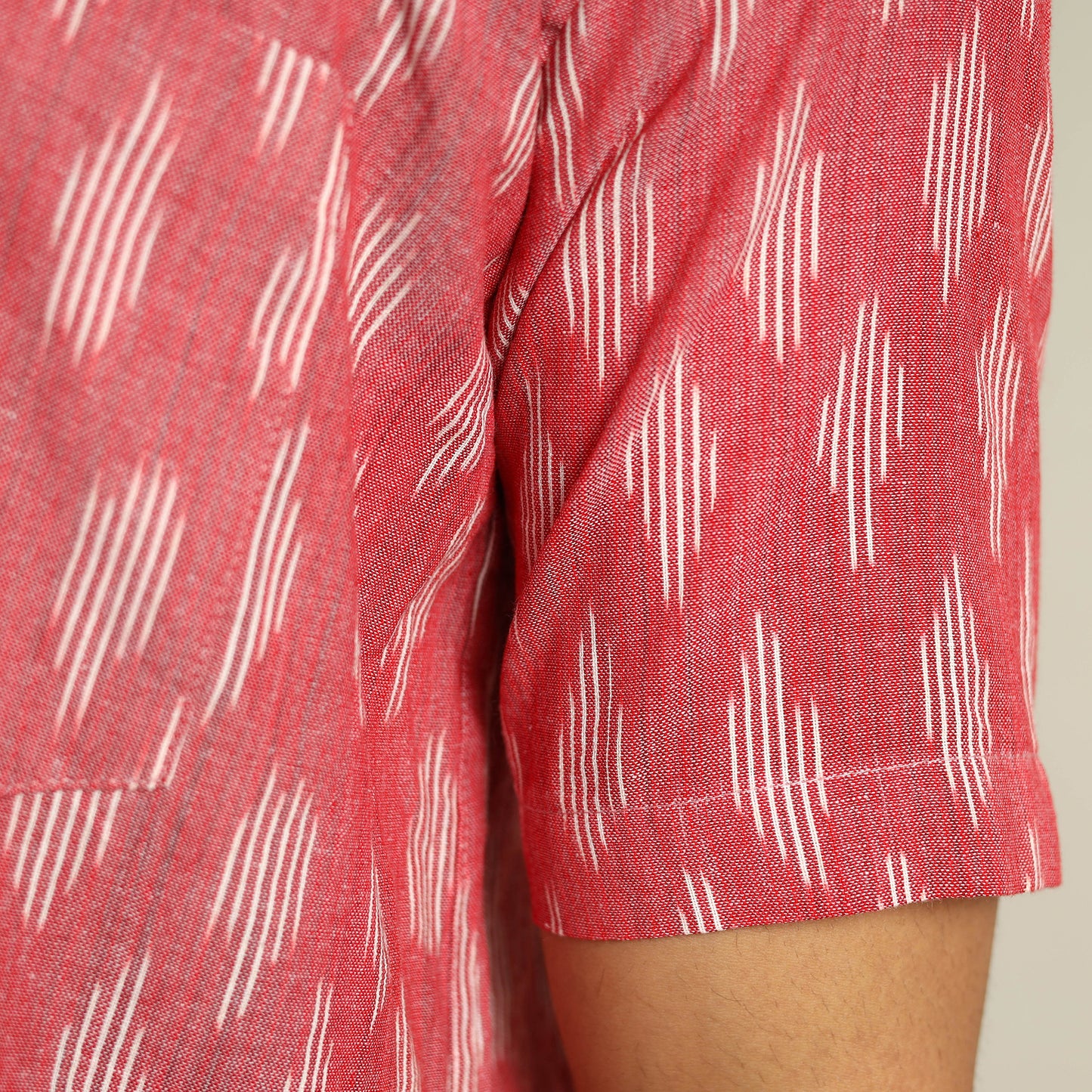 Buy Maroon Pochampally Ikat Weave Cotton Men Half Sleeve Shirt 12 Online at iTokri.com