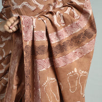 Brown - Bindaas Art Block Printed Natural Dyed Cotton Saree 36