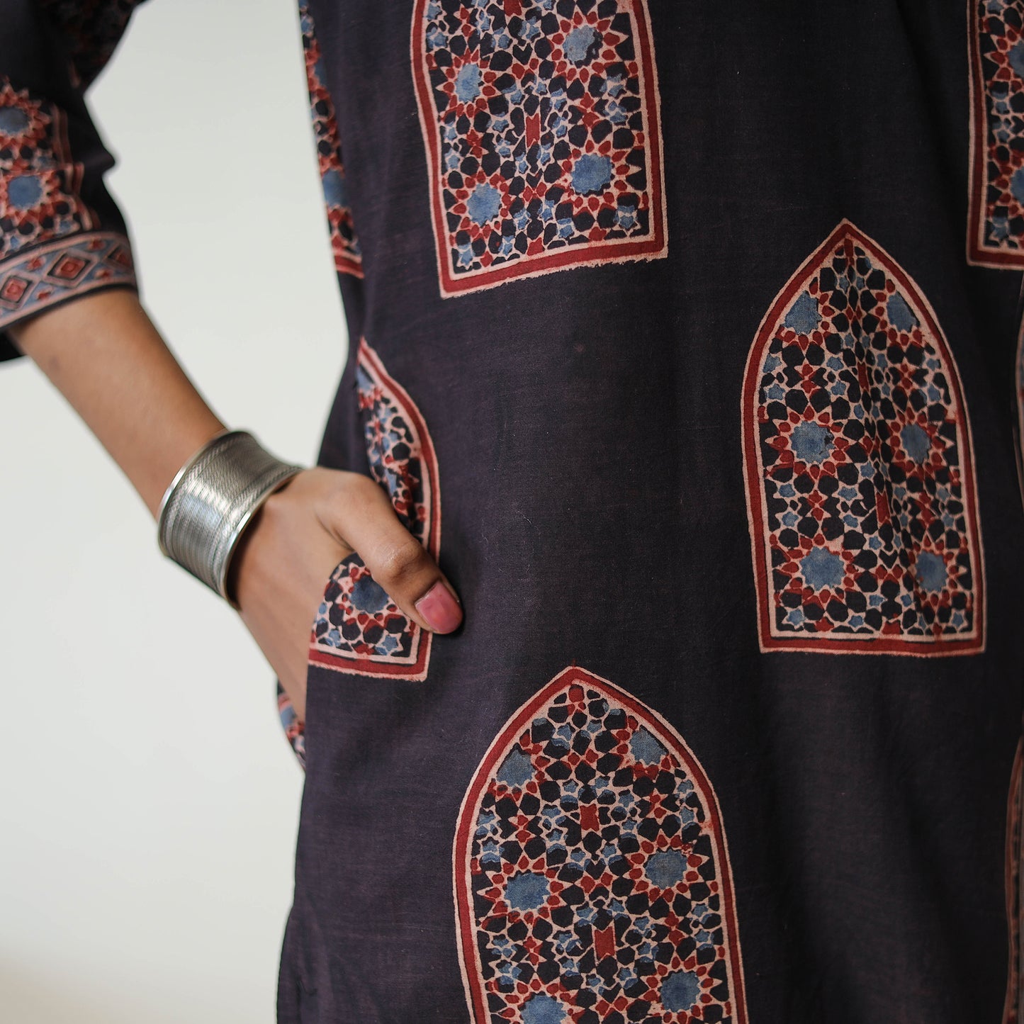 Block Printed Cotton Straight Ajrakh Kurta 36