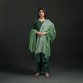 Plain Slub Cotton Hand Embroidered Suit Set with Dupatta for women 02