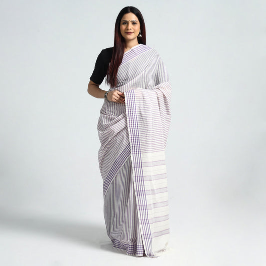 Purple - Traditional Challapalli Handloom Cotton Stripe Saree