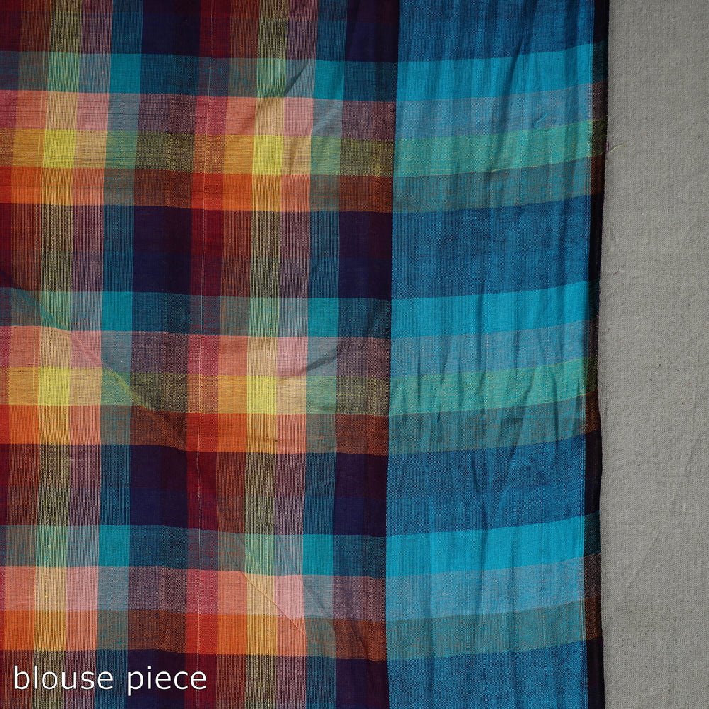 Blue - Indradhanasu Cotton Handloom Saree 12