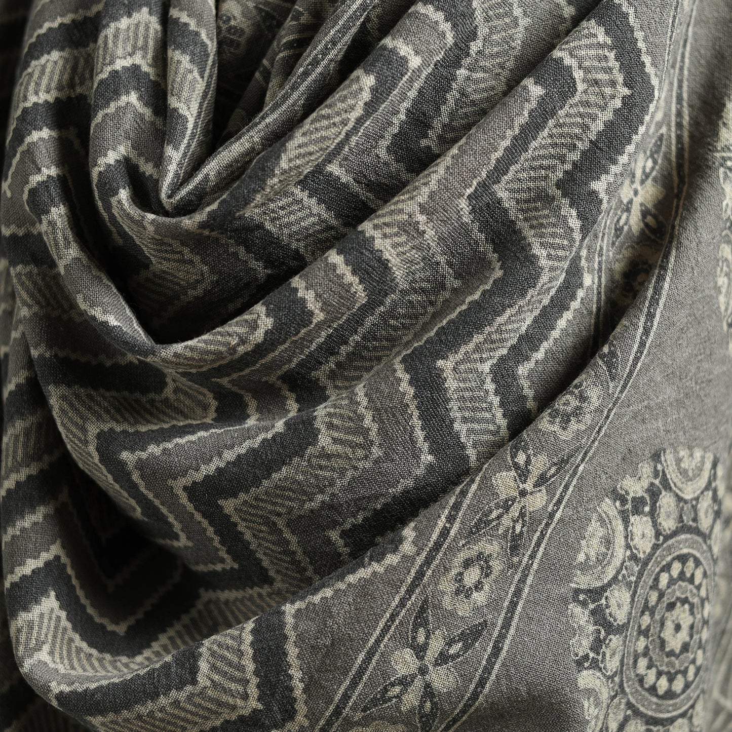 Ajrakh Hand Block Print Natural Dyed Handwoven Acrylic Wool Shawl 23