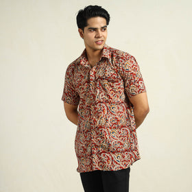 Buy Kalamkari Block Printed Cotton Men Half Sleeve Shirt 02 Online at iTokri.com