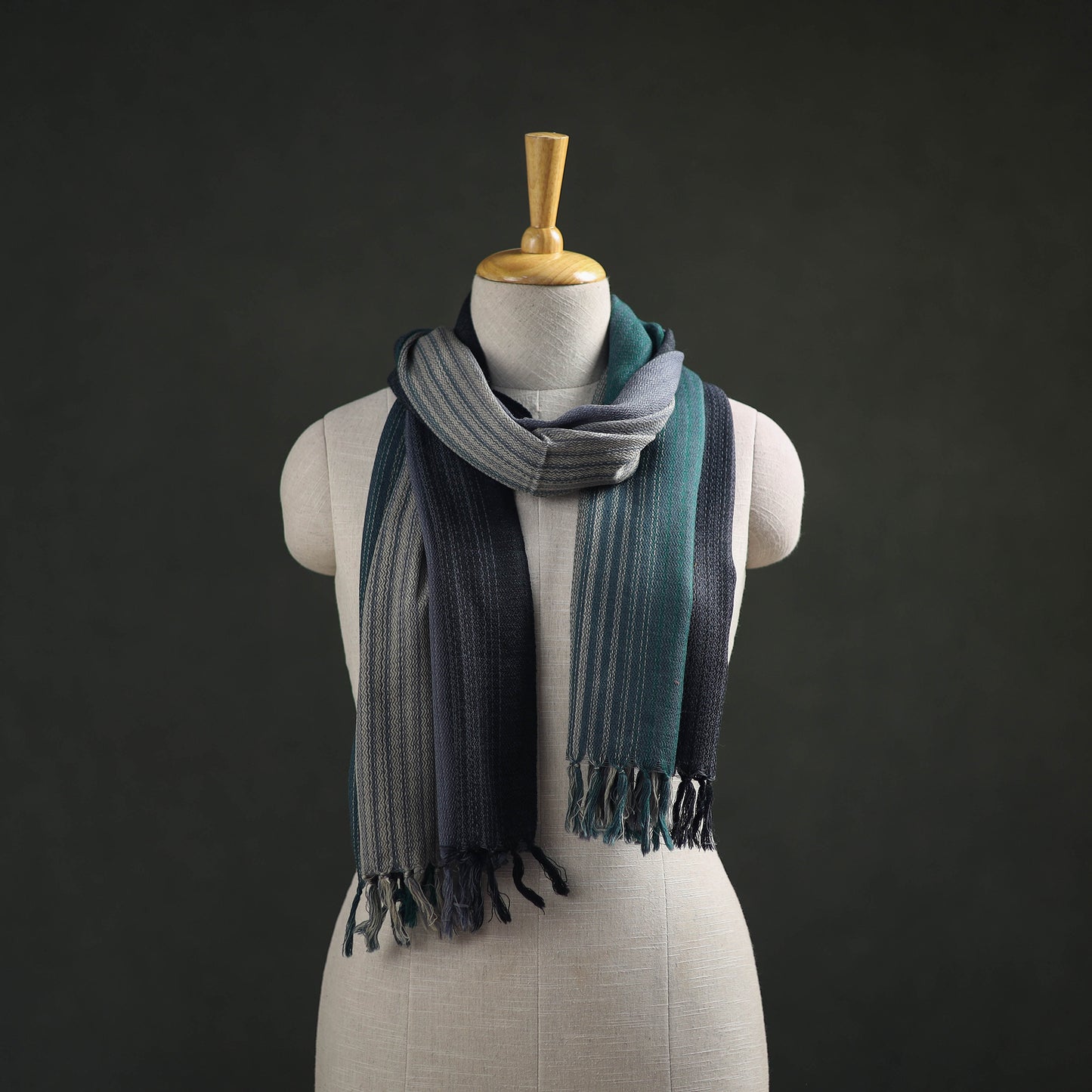 Multicolor - Double Shade Kumaun Handwoven Pure Merino Wool Stole 135
