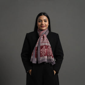 Maroon - bagh hand printed merino woollen stole 01