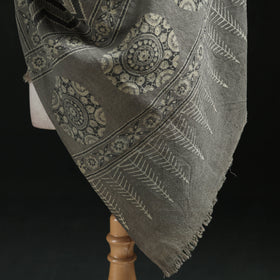 Ajrakh Hand Block Print Natural Dyed Handwoven Acrylic Wool Shawl 23