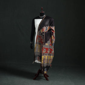 Multicolor - Mata Ni Pachedi Handpainted Natural Dyed Chanderi Silk Handloom Dupatta 18