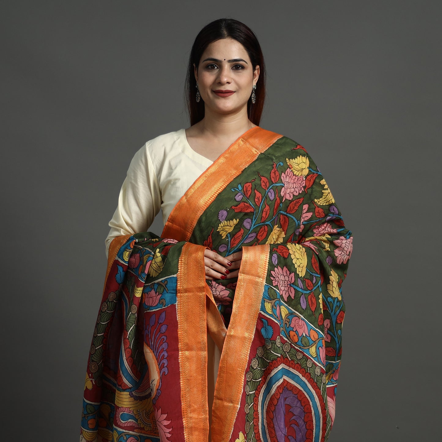 kalamkari handpainted dupatta