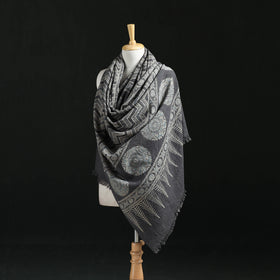 Ajrakh Hand Block Print Natural Dyed Handwoven Acrylic Wool Shawl 24