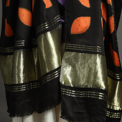 Multicolor - Shibori Clamp Dyed Modal Silk Dupatta with Zari Border 16