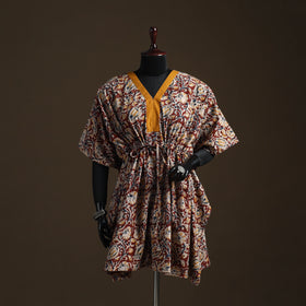 Natural Dyed Hand Block Kalamkari Print Cotton Kaftan (Medium) 113