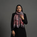 Maroon - bagh hand printed merino woollen stole 01