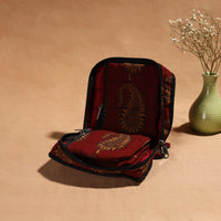 Maroon - Handmade 4 Pockets Cotton Jewellery Bag 12