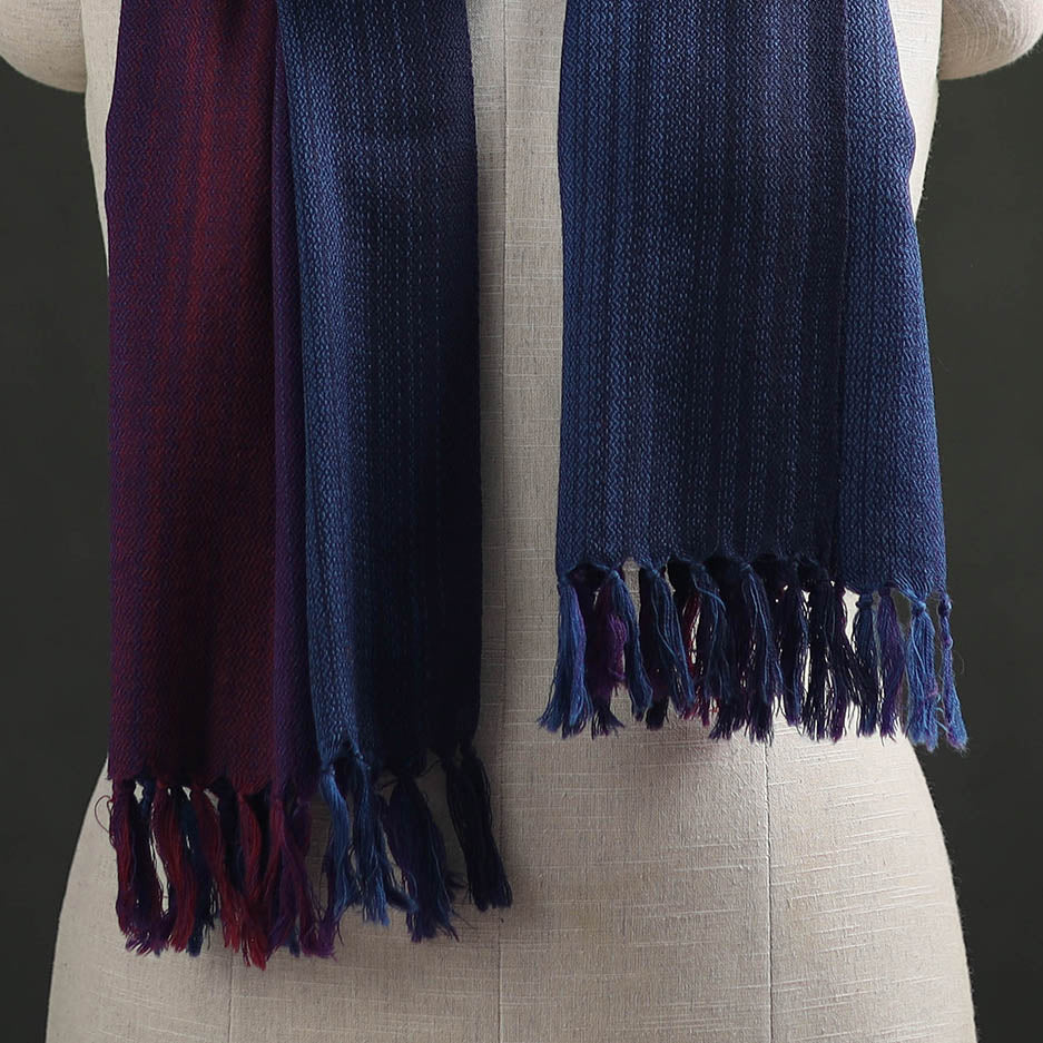 Blue - Double Shade Kumaun Handwoven Pure Merino Wool Stole 136