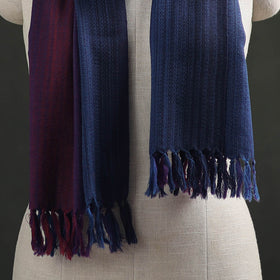 Blue - Double Shade Kumaun Handwoven Pure Merino Wool Stole 136