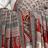 Grey - Hand Block Print Cotton Bagh Dupatta 18