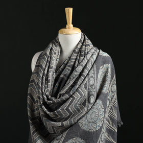 Ajrakh Hand Block Print Natural Dyed Handwoven Acrylic Wool Shawl 24