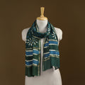Green - Pipad Hand Block Print Natural Dyed Chanderi Silk Handloom Stole 76