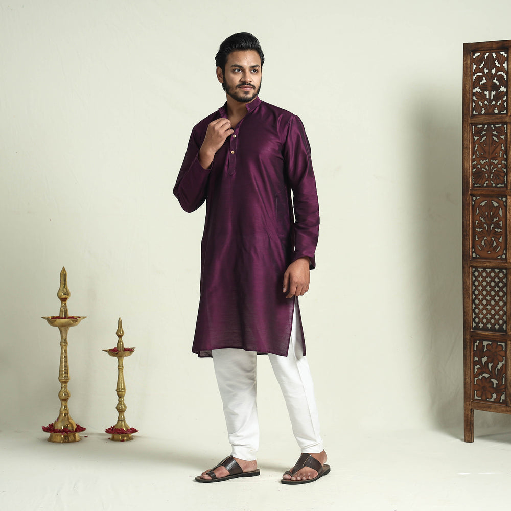 Plain silk men kurta