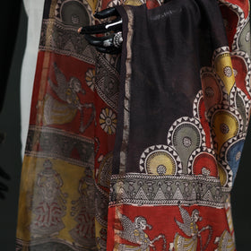 Multicolor - Mata Ni Pachedi Handpainted Natural Dyed Chanderi Silk Handloom Dupatta 18